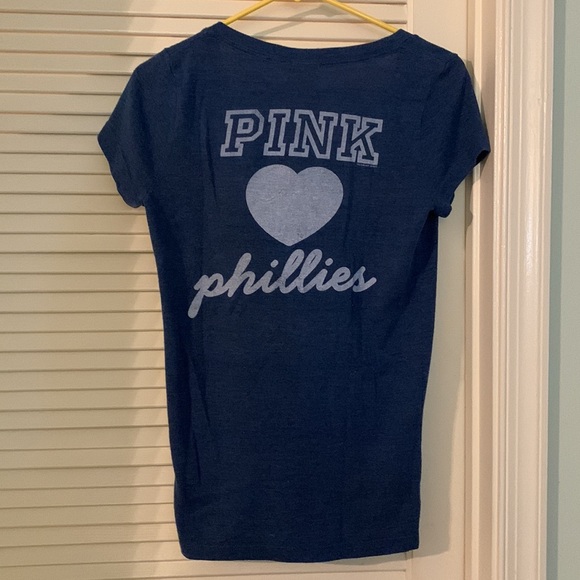 VS PINK Phillies shirt, jr medium, blue vneck - Picture 2 of 3